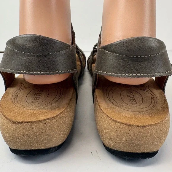 Taos Trulie Sandals Womens 10-10.5 EU 41 Dark Grey Leather Arch Support Cork - Picture 4 of 8